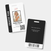 QR-code werknemersfoto zwarte badge (Voor- en achterkant)