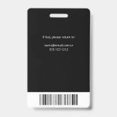 QR-code werknemersfoto zwarte badge (Achterkant)