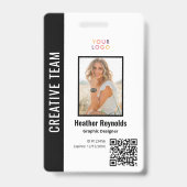 QR-code werknemersfoto zwarte badge (Voorzijde)