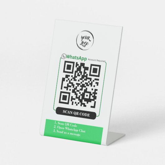 QR-code WhatsApp Business Reclamebord Met Voetstuk (Voorkant)
