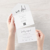 QR Code Whimsical Moderne Foto Wij Doen Bruiloft All In One Uitnodiging (Afscheurbaar)