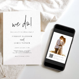 QR Code Whimsical Moderne Foto Wij Doen Bruiloft Kaart