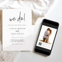 QR Code Whimsical Moderne Foto Wij Doen Bruiloft Kaart