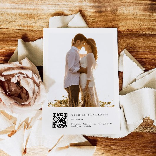 QR Code Whimsical Moderne Foto Wij Doen Bruiloft Kaart