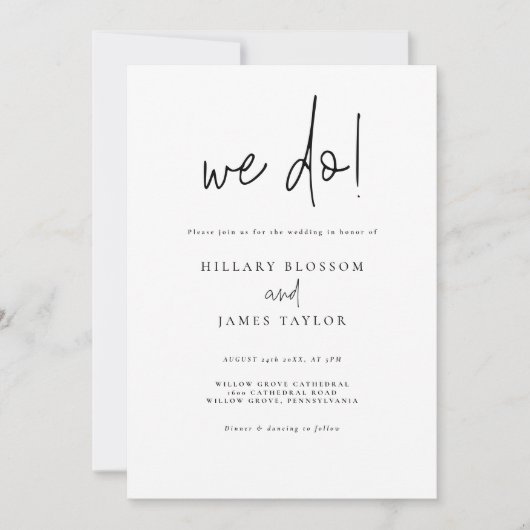 QR Code Whimsical Moderne Foto Wij Doen Bruiloft Kaart (Voorkant)