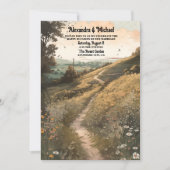 QR Code Whimsical Rustieke Wildflower Meadow Bruil Kaart (Voorkant)