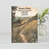 QR Code Whimsical Rustieke Wildflower Meadow Bruil Kaart (Staand voorkant)