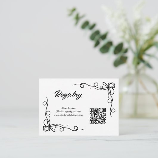 QR-code Whimsical Vrijgezellenfeest Registry Informatiekaartje (Staand voorkant)