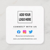 QR Code White Black volgen scannen naar verbinding Vierkante Visitekaartje (Voorkant)