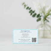 QR Code White Blue Swimming Pool Contractor Visitekaartje (Staand voorkant)