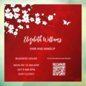 QR-code | White Cherry Blossom Red Raamsticker (Vel 3)