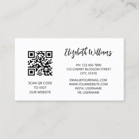 QR-code | White Cherry Blossom Red Visitekaartje (Achterkant)