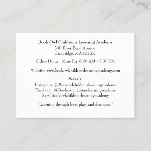 QR Code White Grade School Preschool Teacher  Visitekaartje (Achterkant)