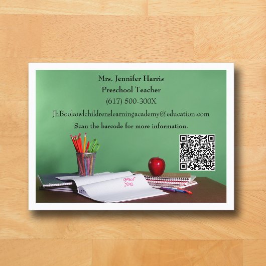 QR Code White Grade School Preschool Teacher  Visitekaartje