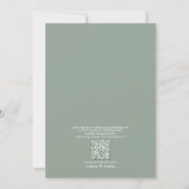 QR Code White Grey Green Floral Waterverf Weddensc Kaart (Achterkant)