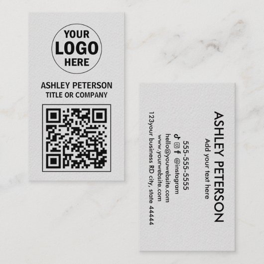 QR Code White Kraft Paper | Sociale media Visitekaartje (Voorkant / Achterkant)