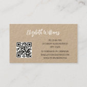 QR Code White Line Art over kraftpapier Visitekaartje (Achterkant)