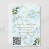 QR-code White Marble Baby Girl Shower Notitiekaartje (Voorkant)