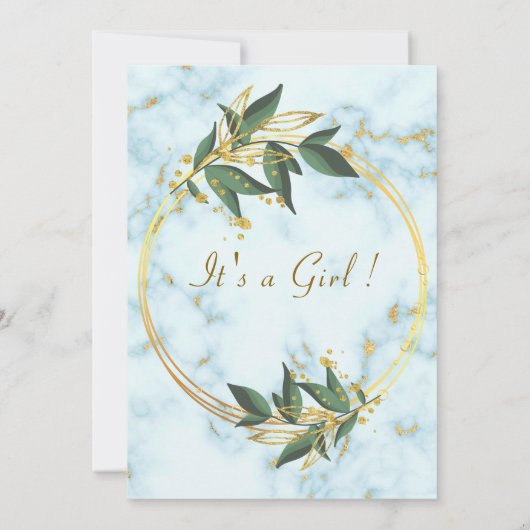 QR-code White Marble Baby Girl Shower Notitiekaartje (Achterkant)