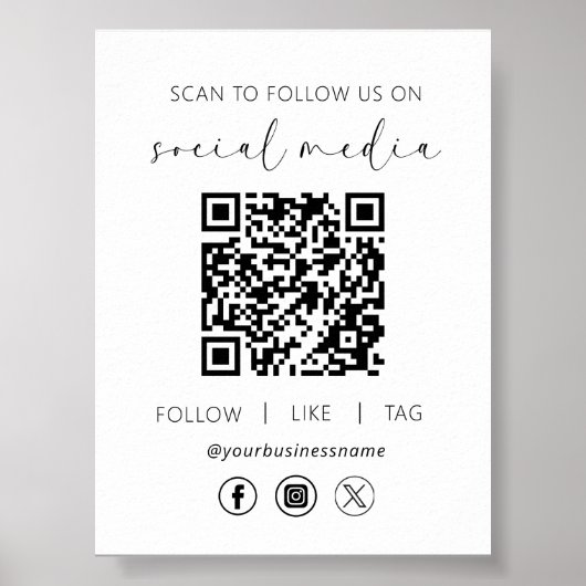 QR Code White Scan om ons te volgen op het sociale Poster (Voorkant)