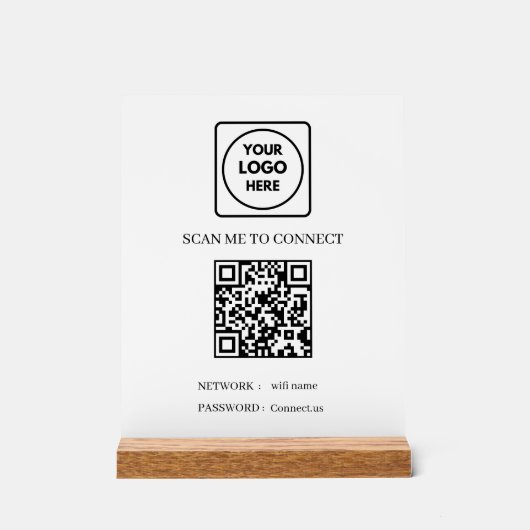 QR-code Wifi | Aangepast logo Scannen om ontwerp t Acryl Bord (Voorkant)