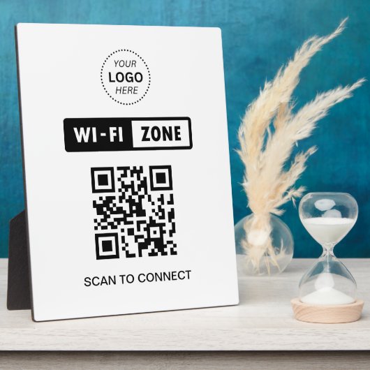 QR-code Wifi Business Logo Scan om verbinding te m Fotoplaat (Zijkant)