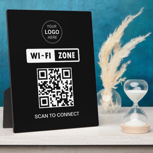 QR-code Wifi Business Logo Scan om verbinding te m Fotoplaat (Zijkant)