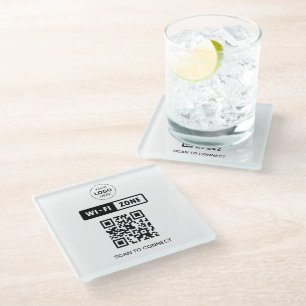 QR-code Wifi Business Logo Scan om verbinding te m Glazen Onderzetter