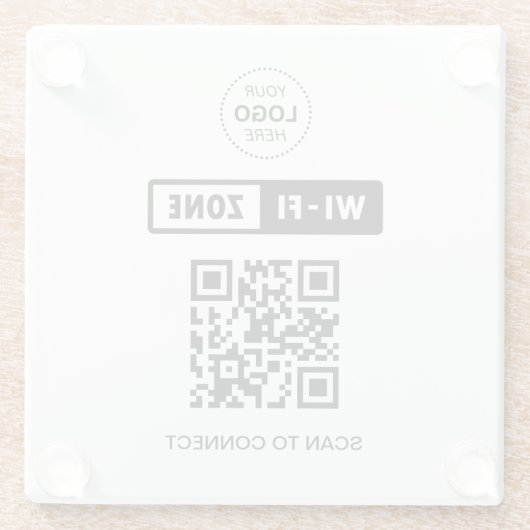 QR-code Wifi Business Logo Scan om verbinding te m Glazen Onderzetter (Achterkant)