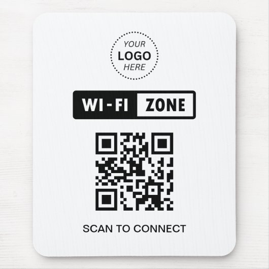 QR-code Wifi Business Logo Scan om verbinding te m Muismat (Voorkant)