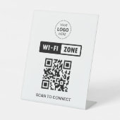 QR-code Wifi Business Logo Scan om verbinding te m Reclamebord Met Voetstuk (Voorkant)