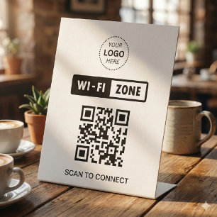 QR-code Wifi Business Logo Scan om verbinding te m Reclamebord Met Voetstuk