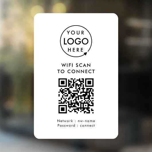 QR-code Wifi | Business Logo Scan to Connect Raamsticker