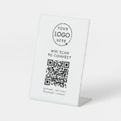 QR-code Wifi | Business Logo Scan to Connect Reclamebord Met Voetstuk (Voorkant)