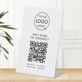 QR-code Wifi | Business Logo Scan to Connect Reclamebord Met Voetstuk