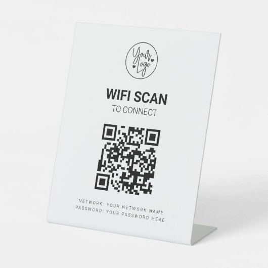 QR Code Wifi Business Scan om verbinding te maken  Reclamebord Met Voetstuk (Voorkant)