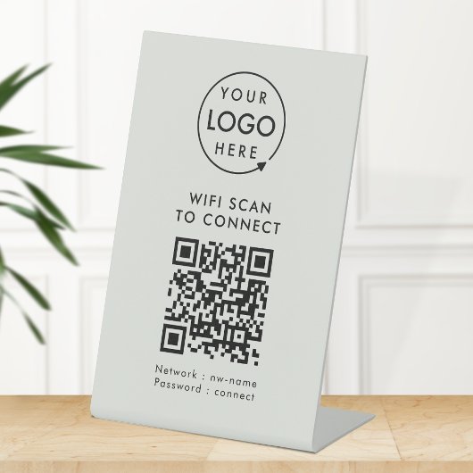 QR-code Wifi | Grijze zakelijke Logo internetverbi Reclamebord Met Voetstuk