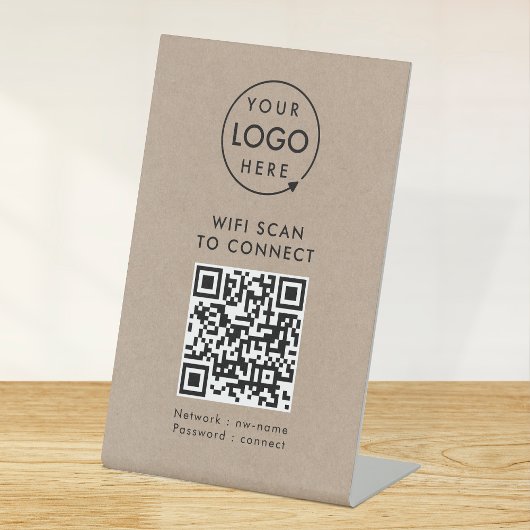 QR-code Wifi | Internet voor Rustic Kraft Business Reclamebord Met Voetstuk
