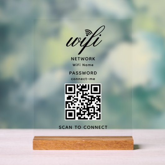 QR Code Wifi Internet Wachtwoord Wit Acryl Teken Acryl Bord (Neutraal)