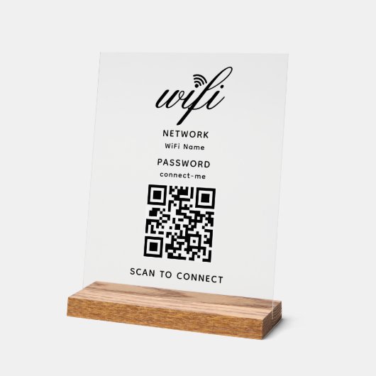 QR Code Wifi Internet Wachtwoord Wit Acryl Teken Acryl Bord (Hoek)