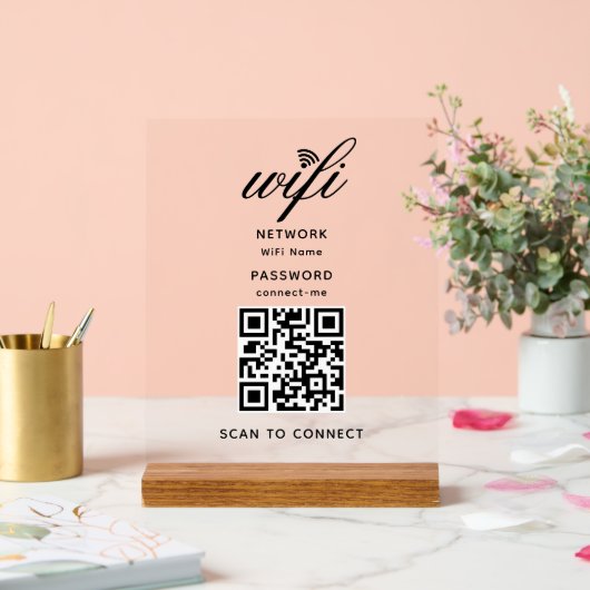 QR Code Wifi Internet Wachtwoord Wit Acryl Teken Bord (Huwelijk)