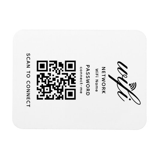 QR Code Wifi Internet Wachtwoord Wit Flexibel Magneet (Horizontaal)
