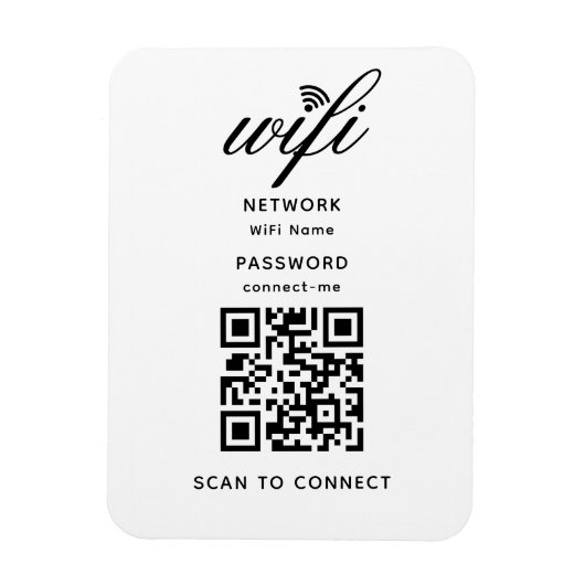 QR Code Wifi Internet Wachtwoord Wit Flexibel Magneet (Verticaal)