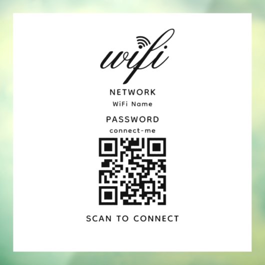 QR-code WiFi Internet Wachtwoord Wit Venster Cling Raamsticker (Vel 3)