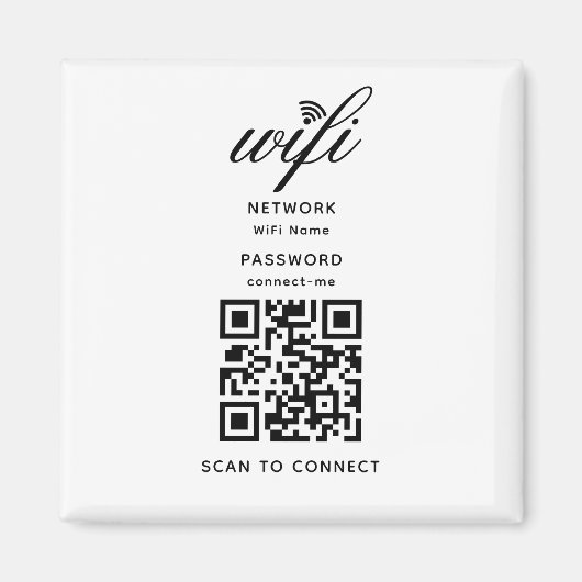 QR Code Wifi Internet Wachtwoord Witte Magneet (Voorkant)