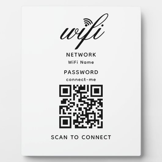 QR Code Wifi Internet Wachtwoord Witte Plaque Fotoplaat (Voorkant)