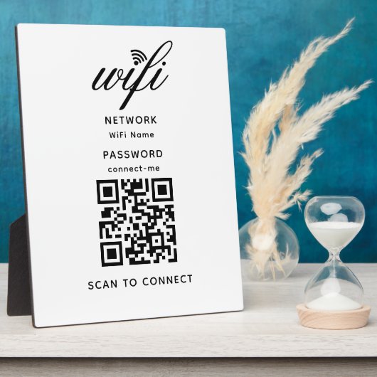 QR Code Wifi Internet Wachtwoord Witte Plaque Fotoplaat (Zijkant)