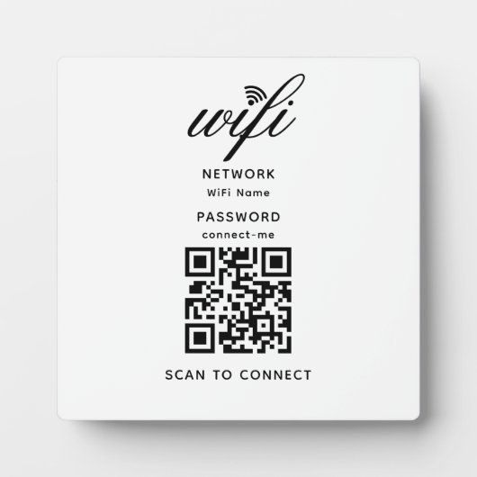 QR Code Wifi Internet Wachtwoord Witte Plaque Fotoplaat (Voorkant)