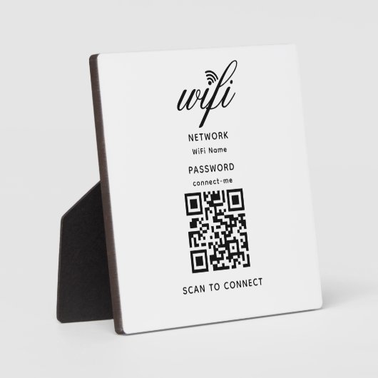 QR Code Wifi Internet Wachtwoord Witte Plaque Fotoplaat (Voorkant)