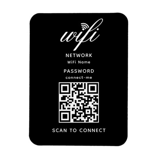 QR Code Wifi Internet Wachtwoord Zwart Flexibel Magneet (Verticaal)